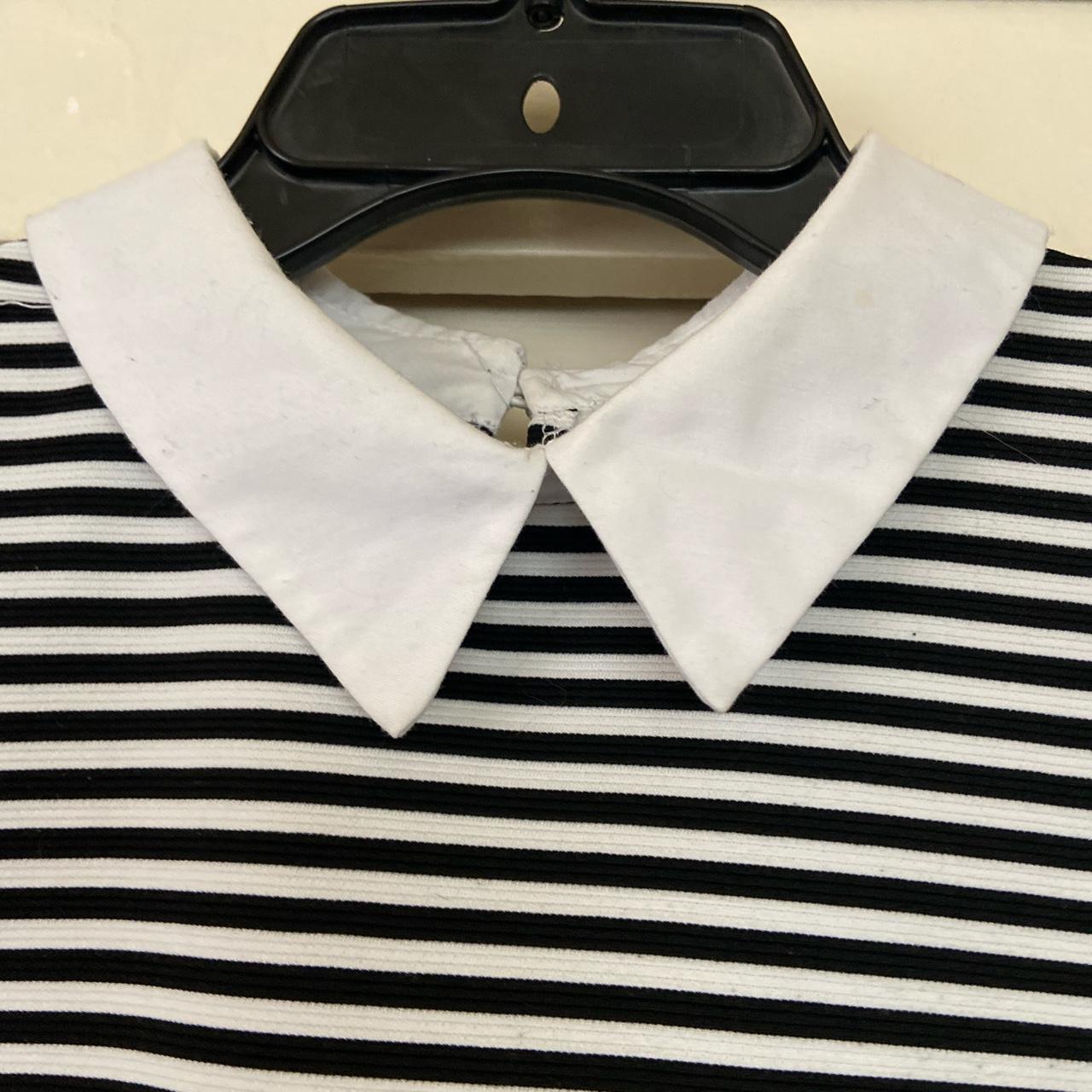 Zara black & white striped sleveless top with Peter... Depop