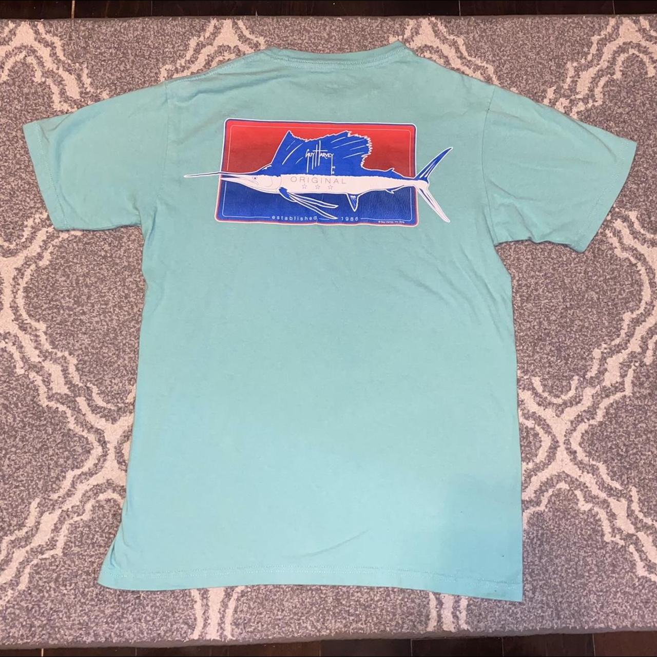 Aqua blue Guy Harvey blue marlin t-shirt! 🐠 FREE... - Depop