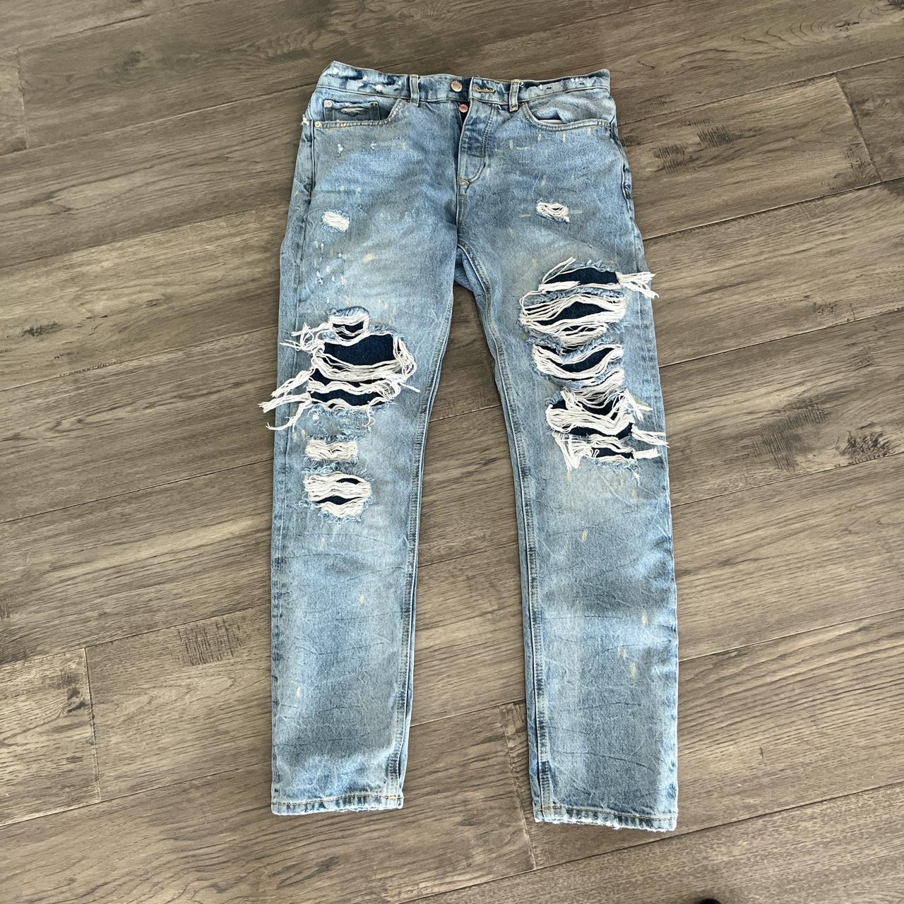 River Island Men's Blue and White Jeans