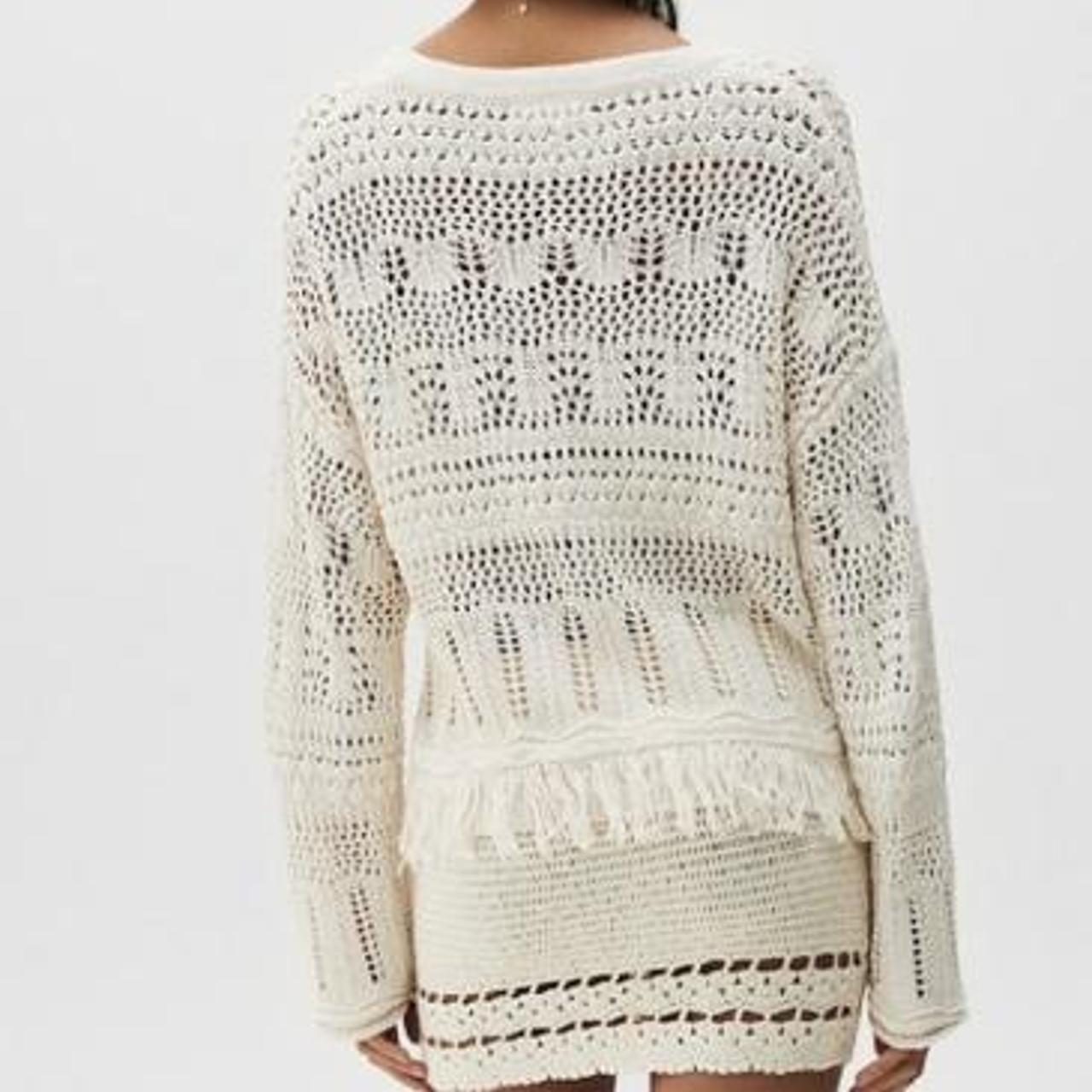 PULL&BEAR Open Knit Crochet Sweater coverup... Depop