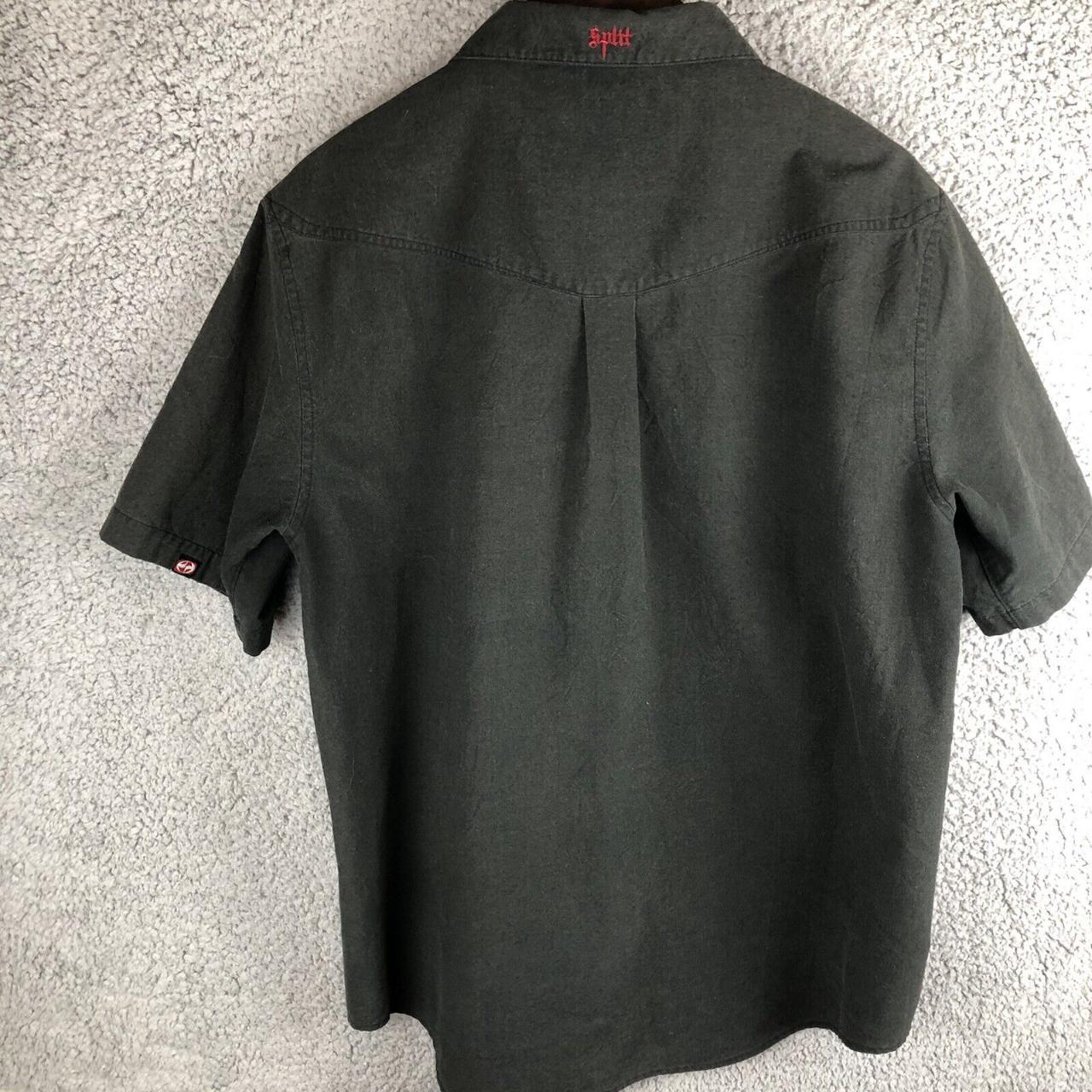 Vintage SPLIT Mens Short Sleeve Black Button Down... Depop