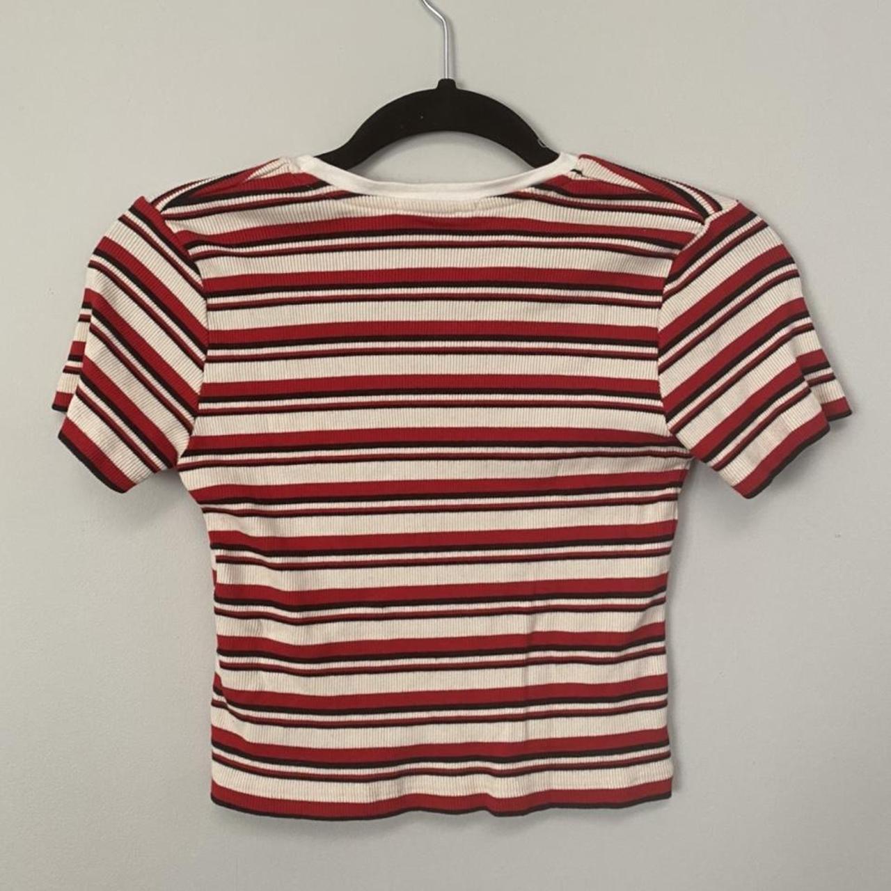 brandy melville red white and black striped top!! | Depop