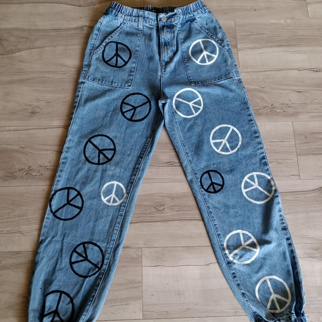 custom jeans painted all by hand - Depop