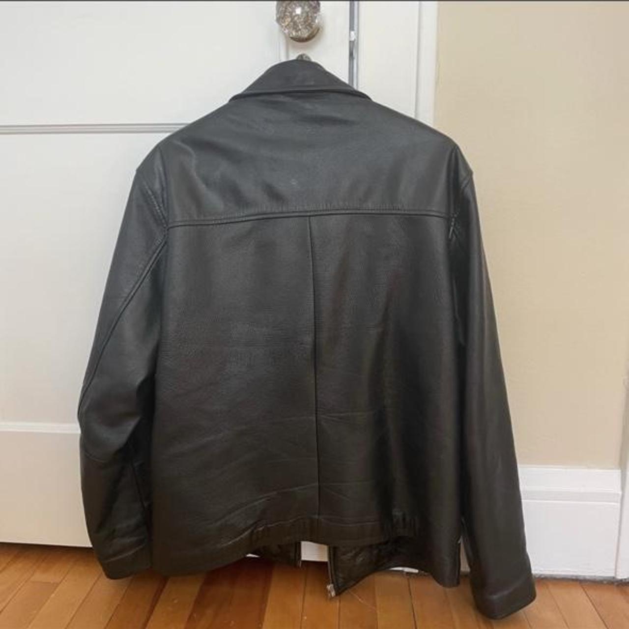 Perry Ellis Vintage Brown Leather Jacket #perryellis... - Depop