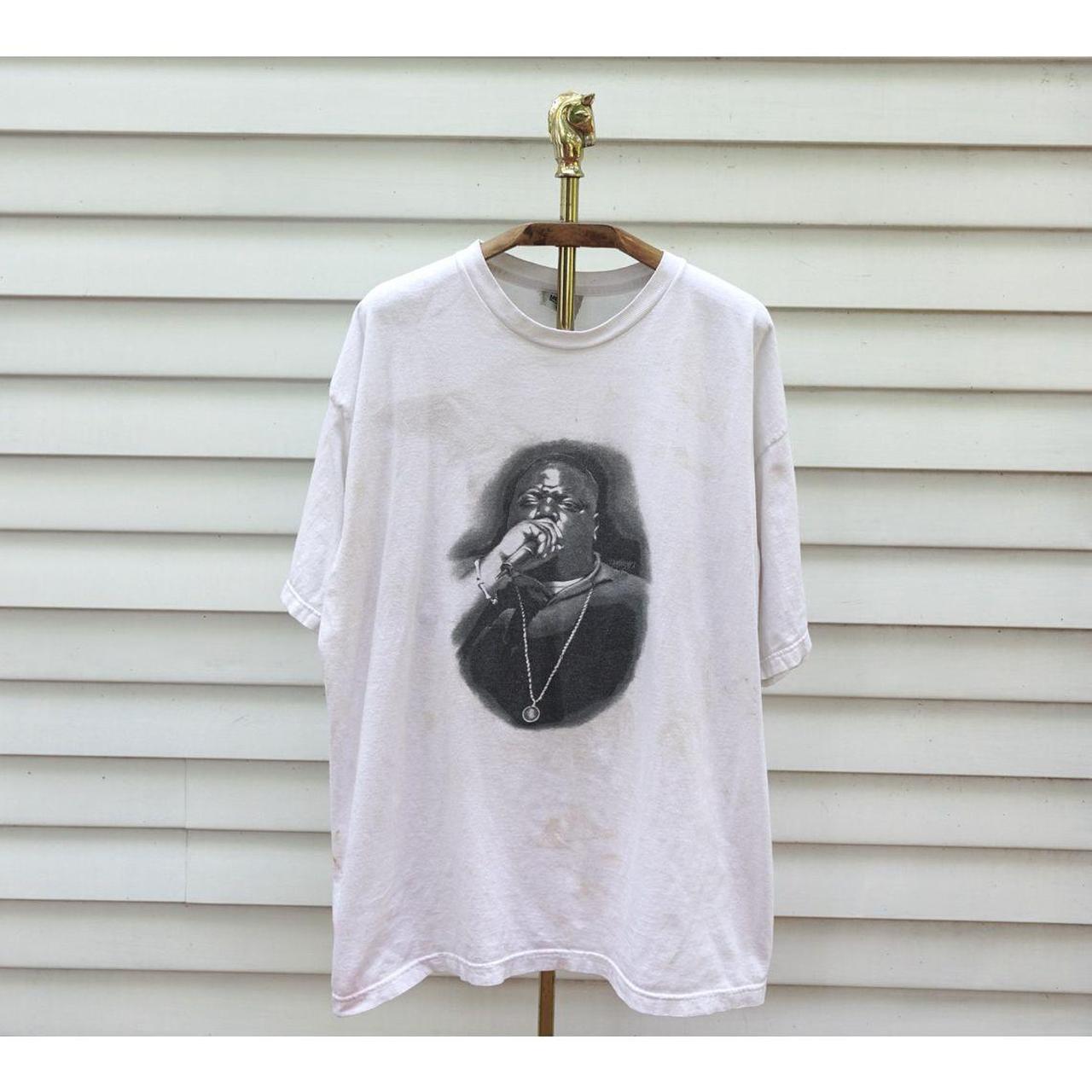 Vintage 90s Notorious B.I.G. Biggie White T-Shirt -... - Depop