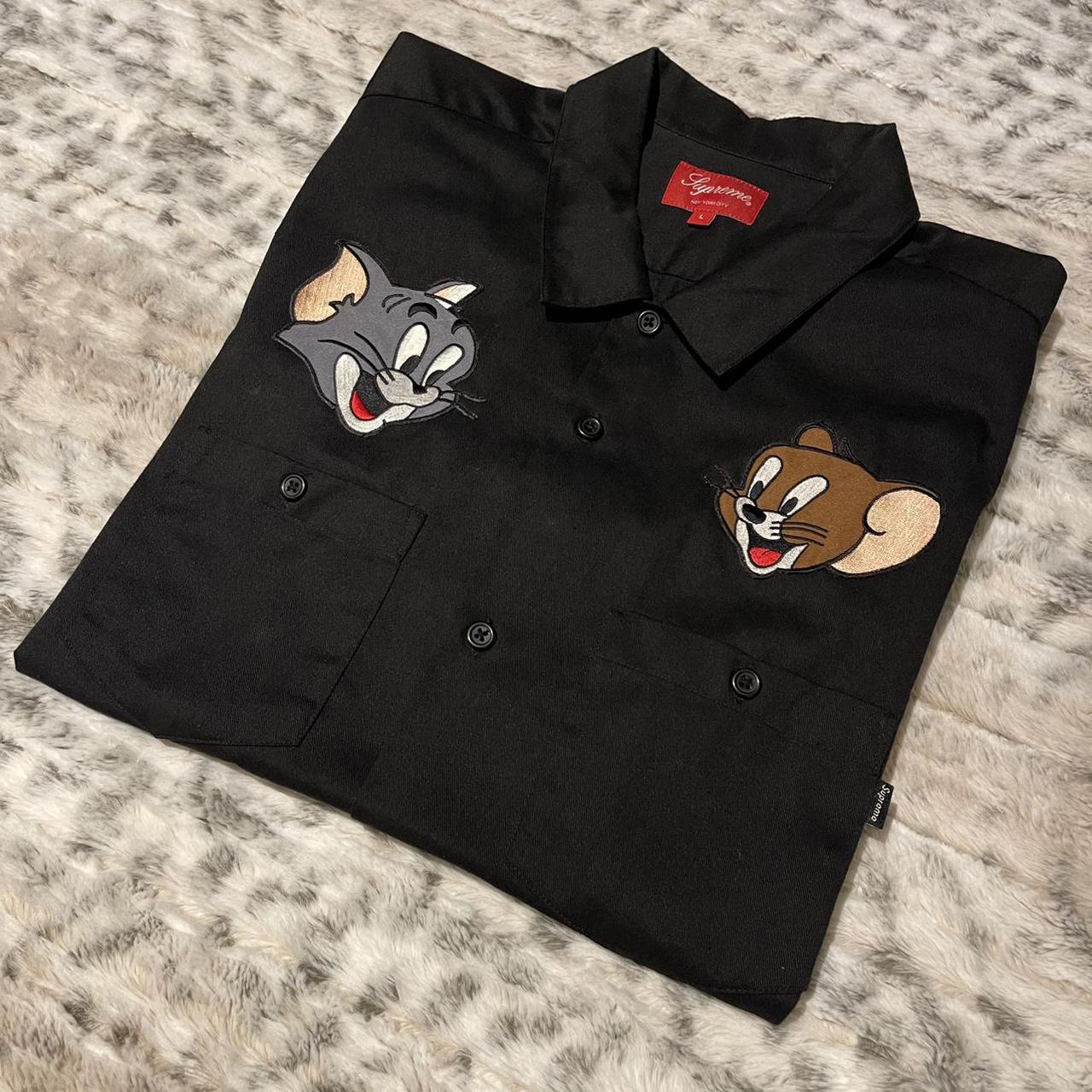 Supreme x Tom & Jerry work shirt black size large... - Depop