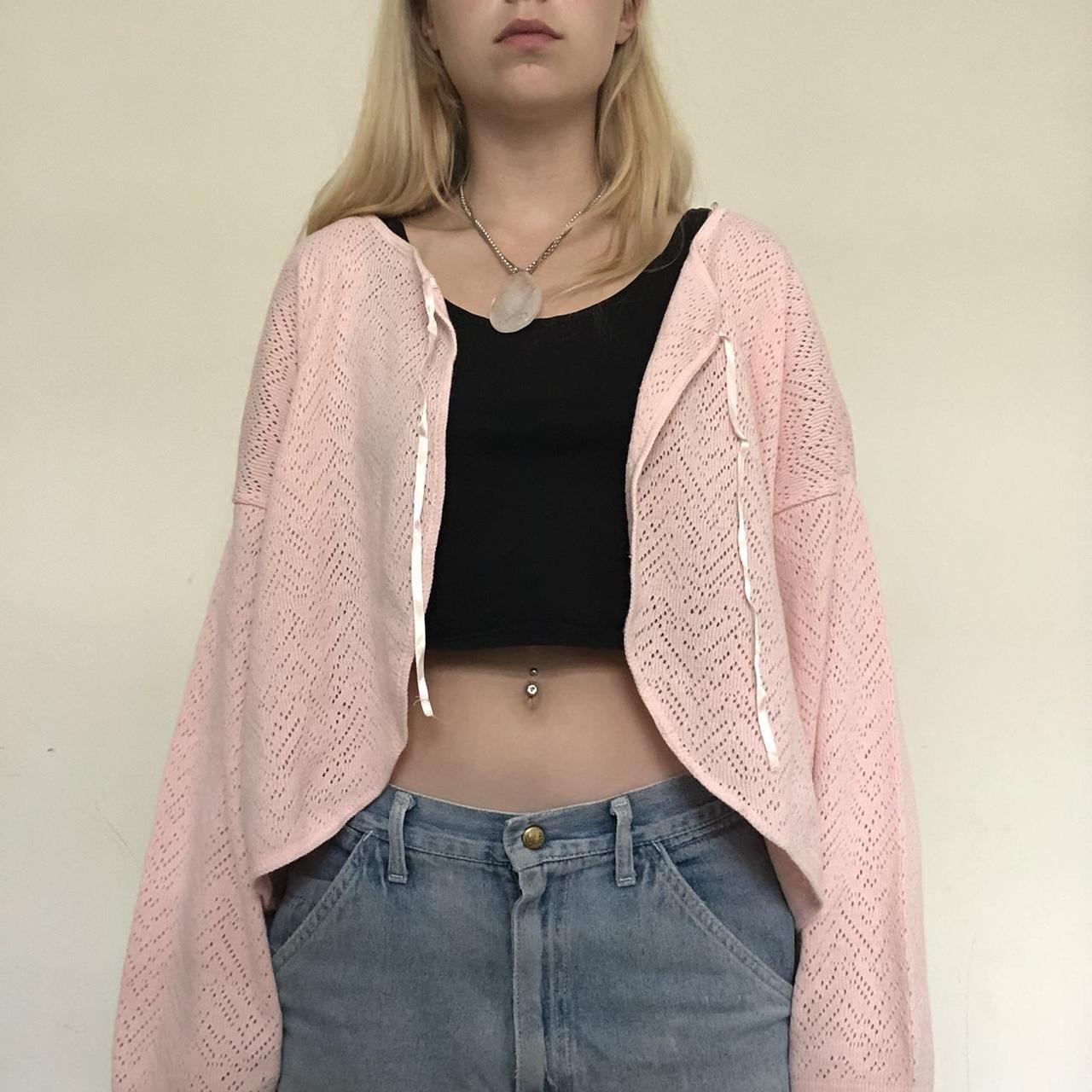 Adorable baby pink cover up sweater Vintage... Depop