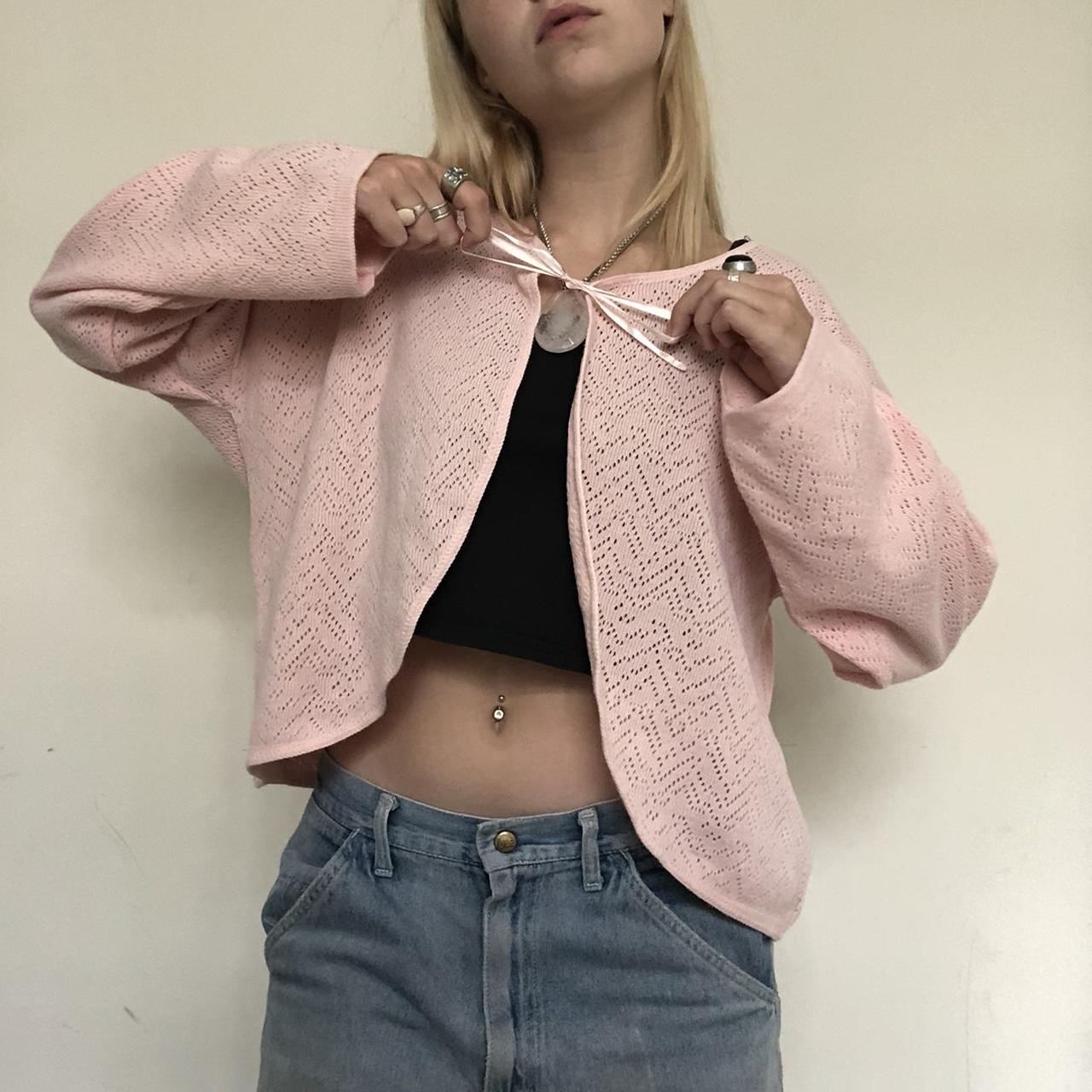 Adorable baby pink cover up sweater Vintage... Depop