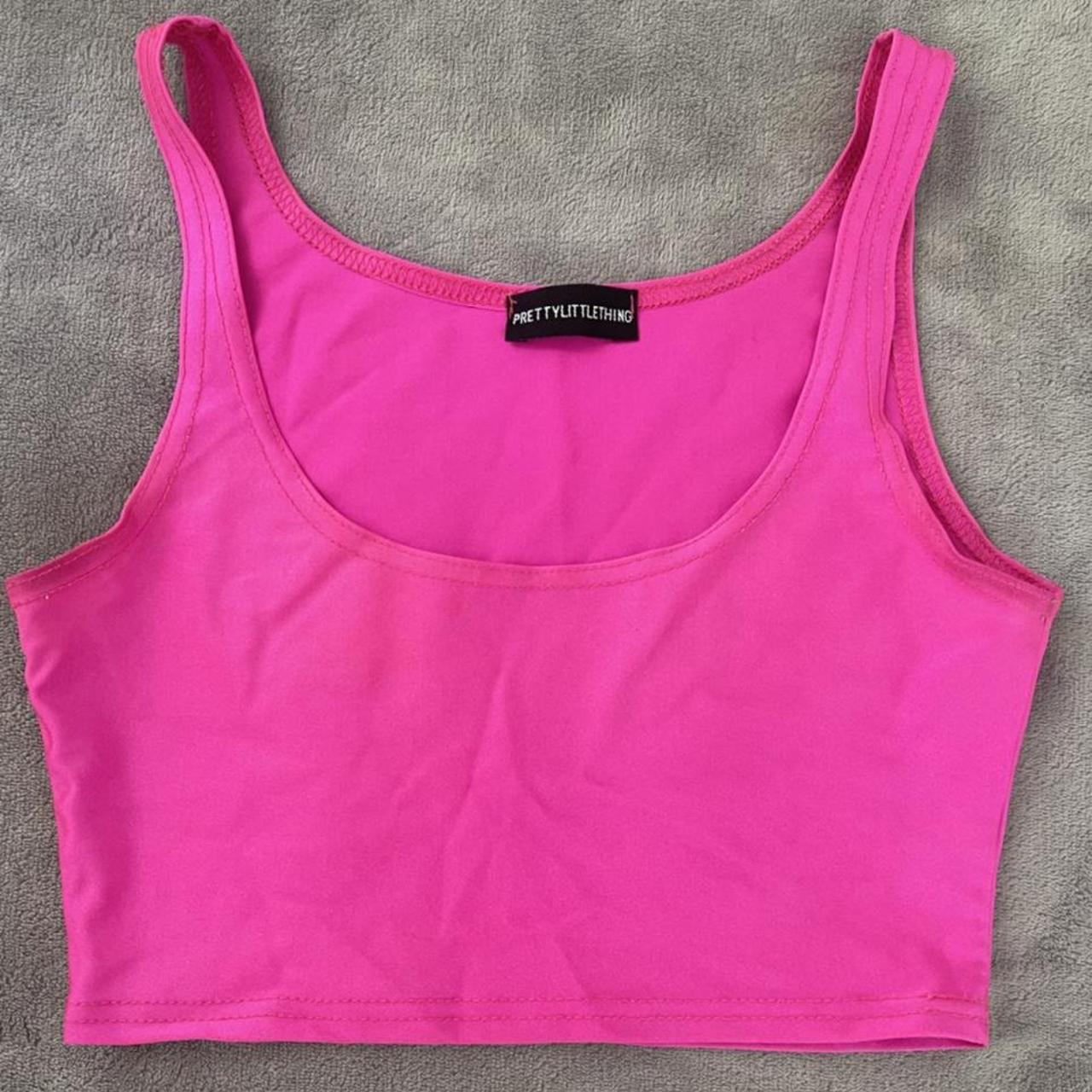 Neon pink crop top from Pretty Little Thing. Size 6.... - Depop