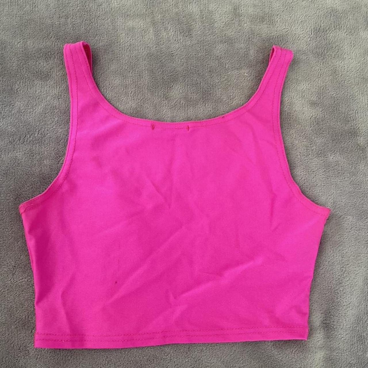 Neon pink crop top from Pretty Little Thing. Size 6.... - Depop