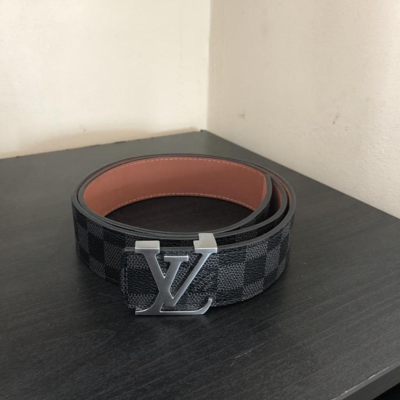 Lv belt , black and grey with silver badging... - Depop