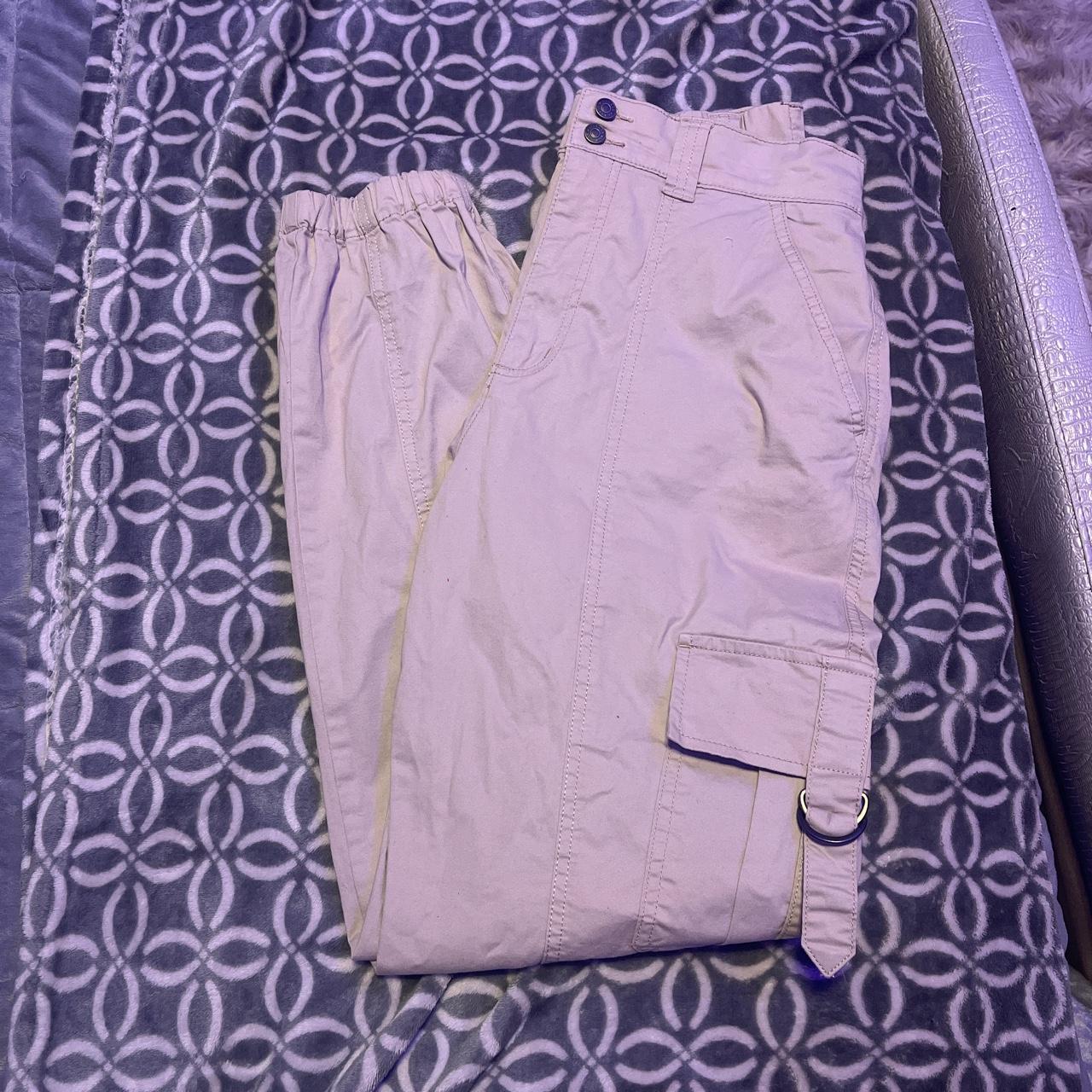 Garage Women's Tan and Cream Trousers Depop