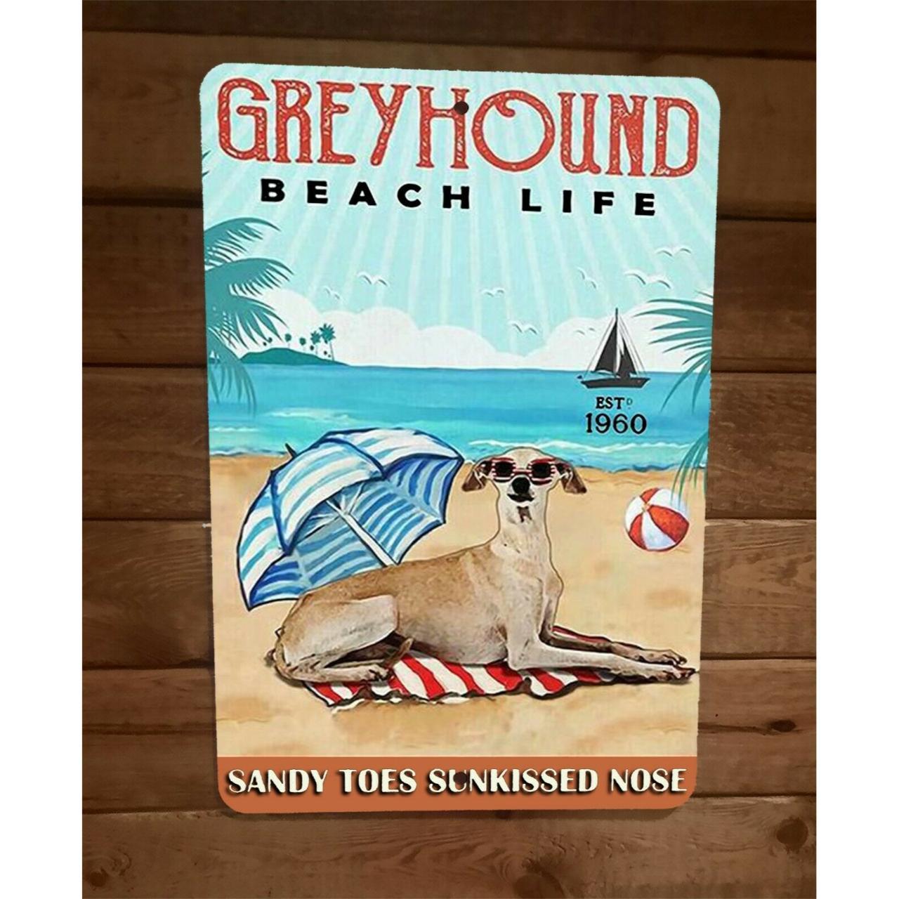 Greyhound Beach Life Sandy Toes Sunkissed Nose 8x12... - Depop