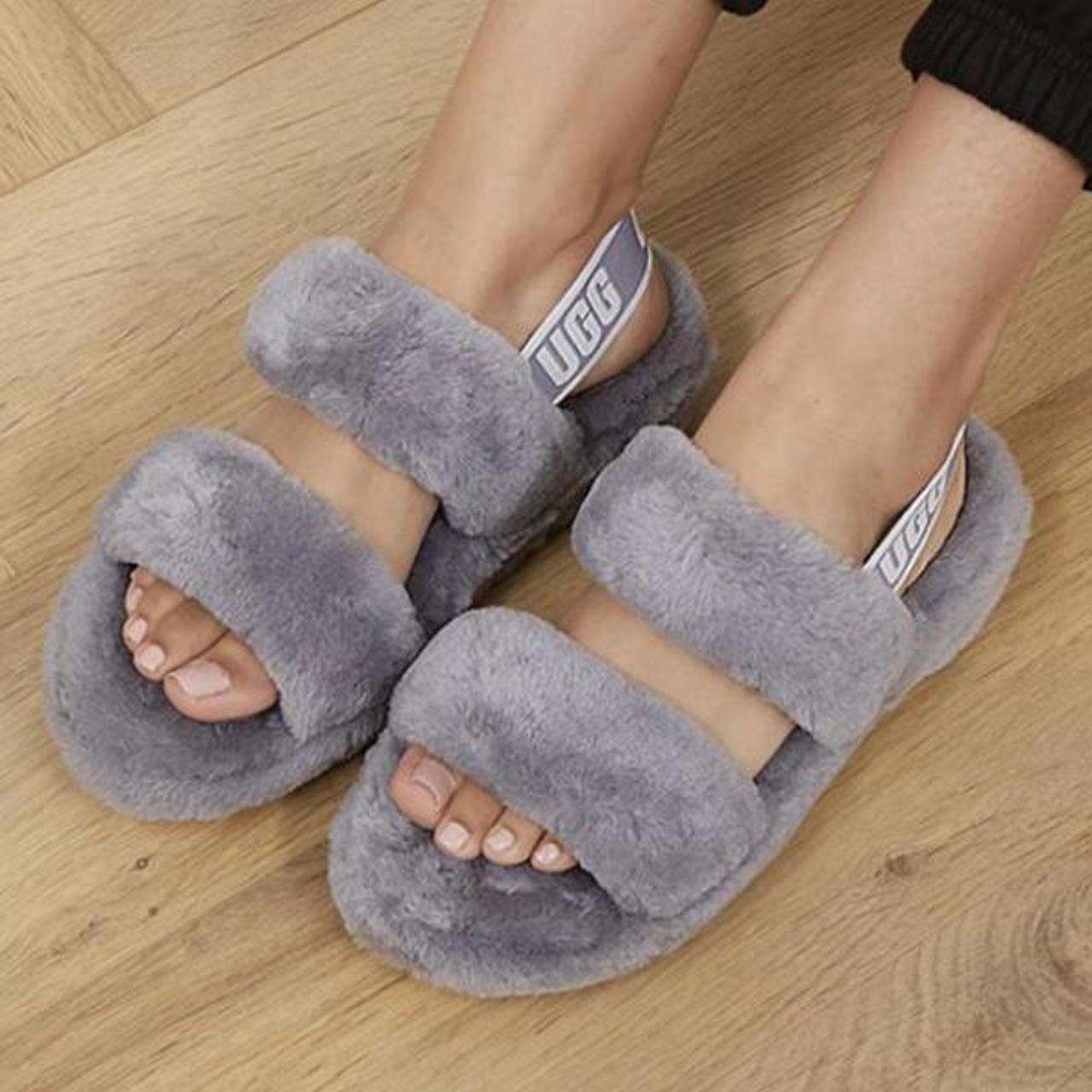 Grey ugg slippers size 6 Worn once Doesnt come Depop