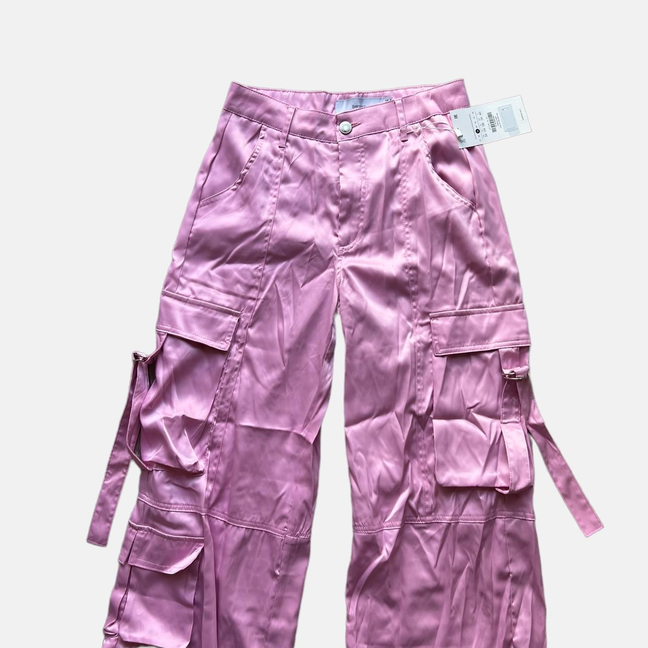 Pink satin gorgeous octopus style cargo y2k cute... - Depop