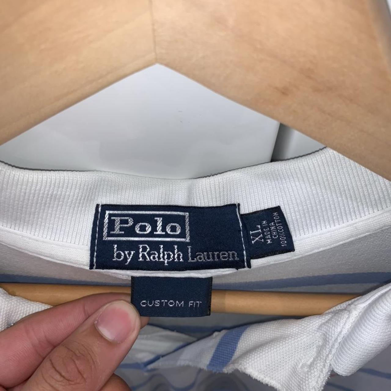 Polo Ralph Lauren striped white and blue polo Really... - Depop