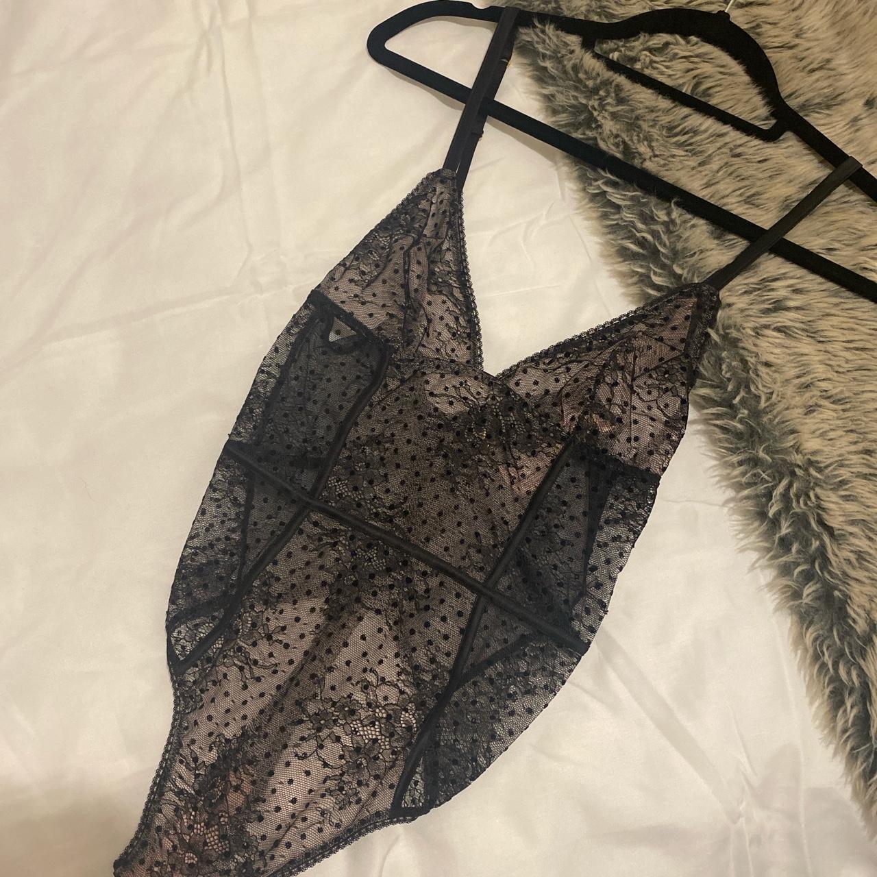 Victoria’s Secret black lace polka dot bodysuit