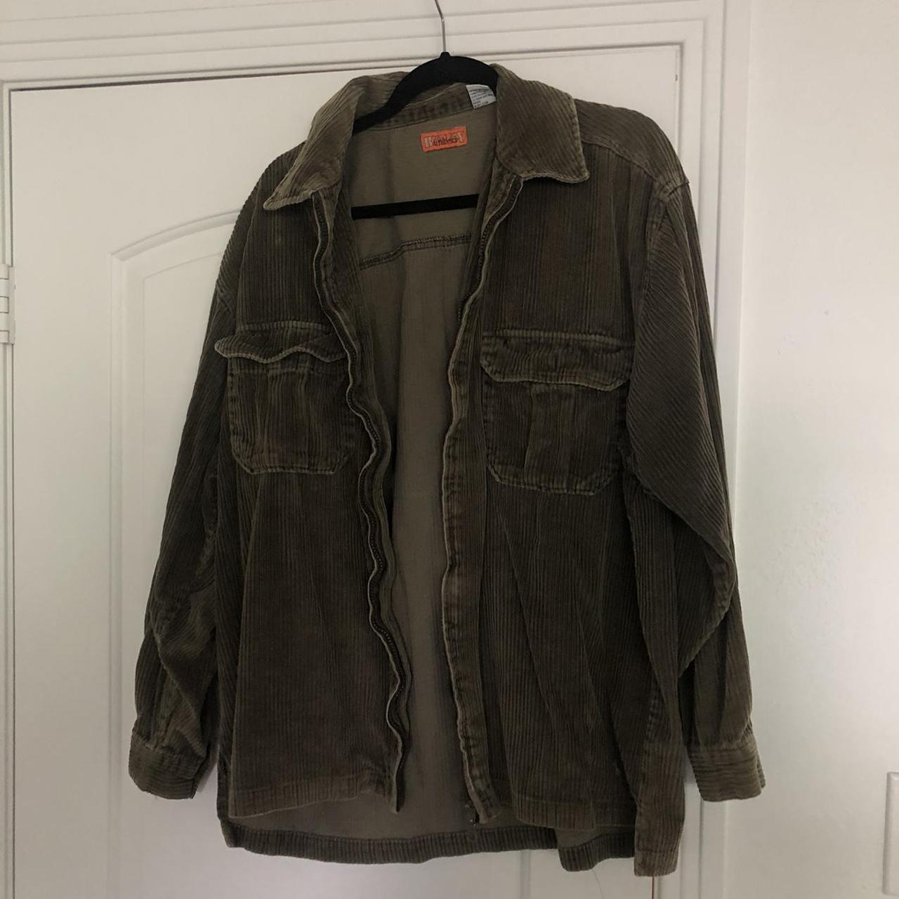 Vintage Corduroy Shirt Jacket in Olive Green • In... - Depop