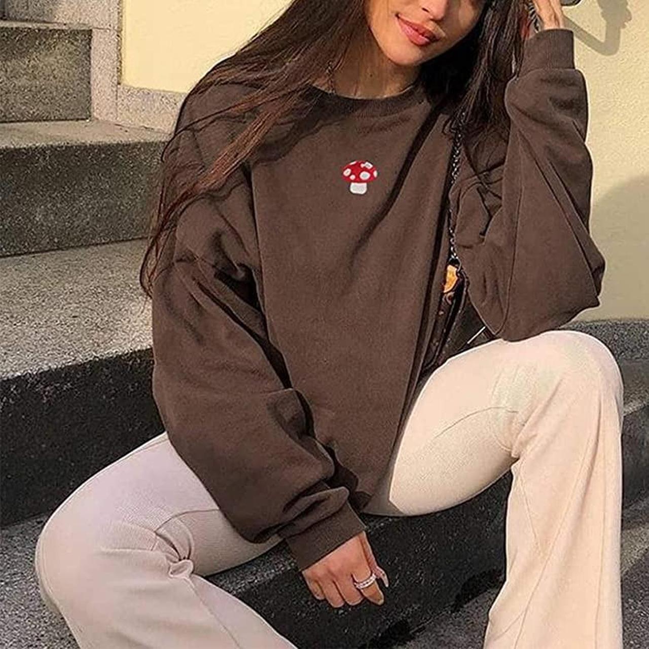 Women's mushroom motif jumper🍄 Depop