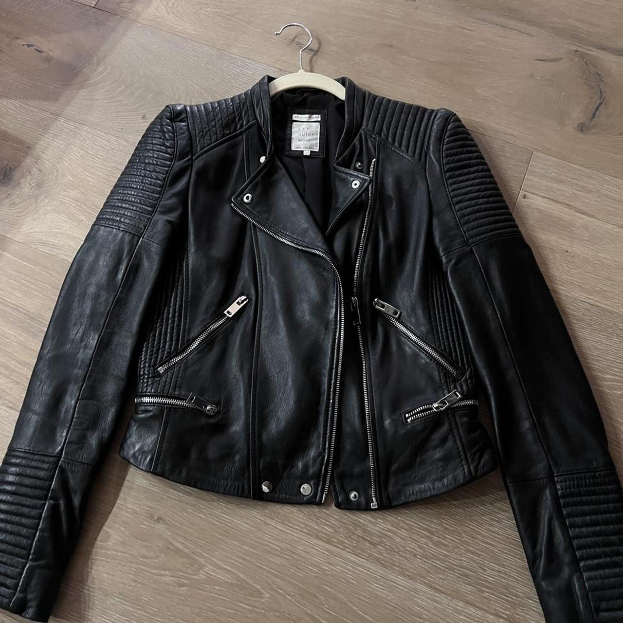 Zara medium leather jacket good condition Depop