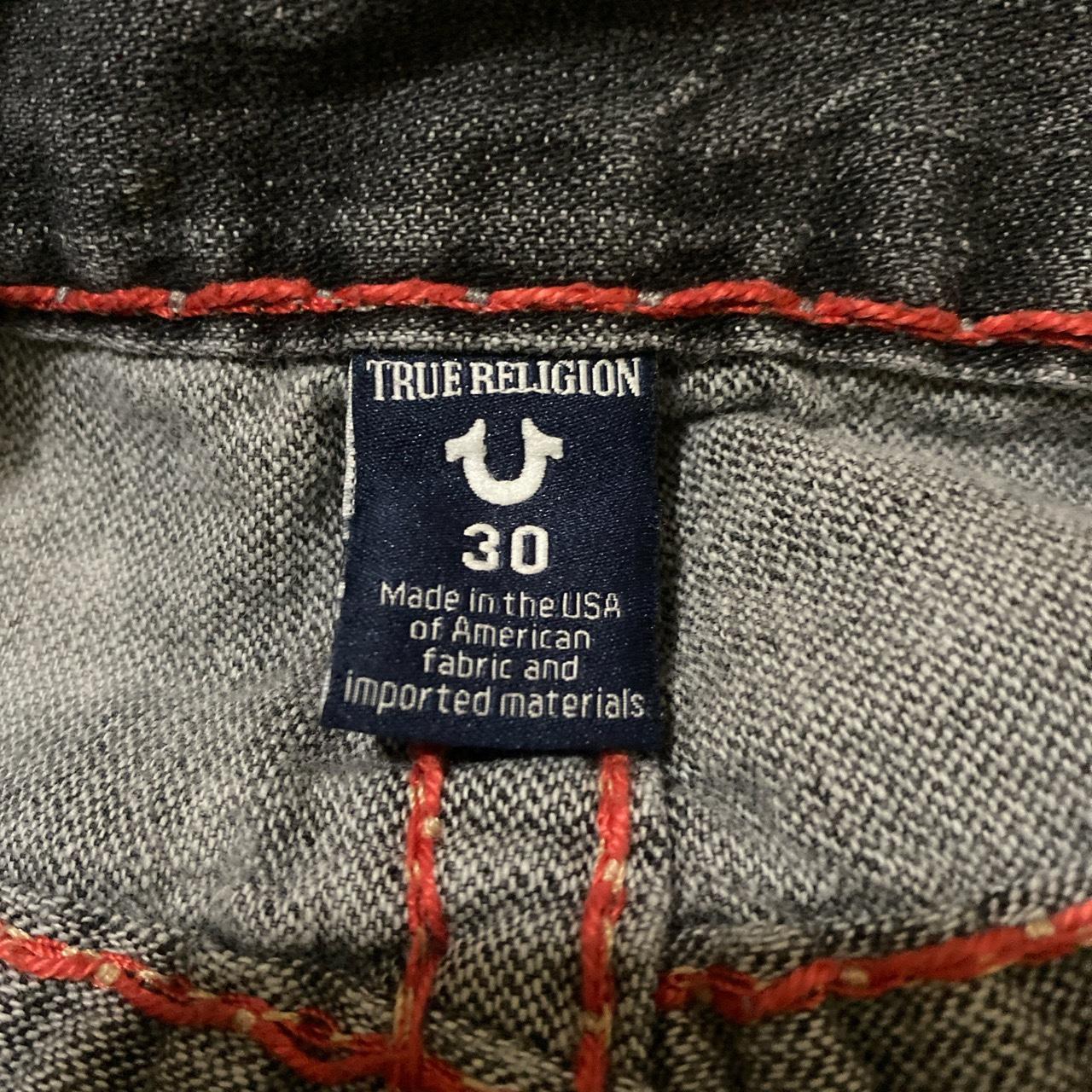 Rare True religion jeans distressed red stitching... - Depop