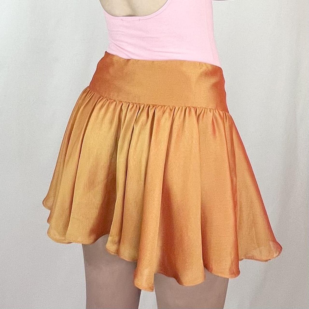 Vintage Just Cavalli Pleated Orange Mini Skirt Size Depop