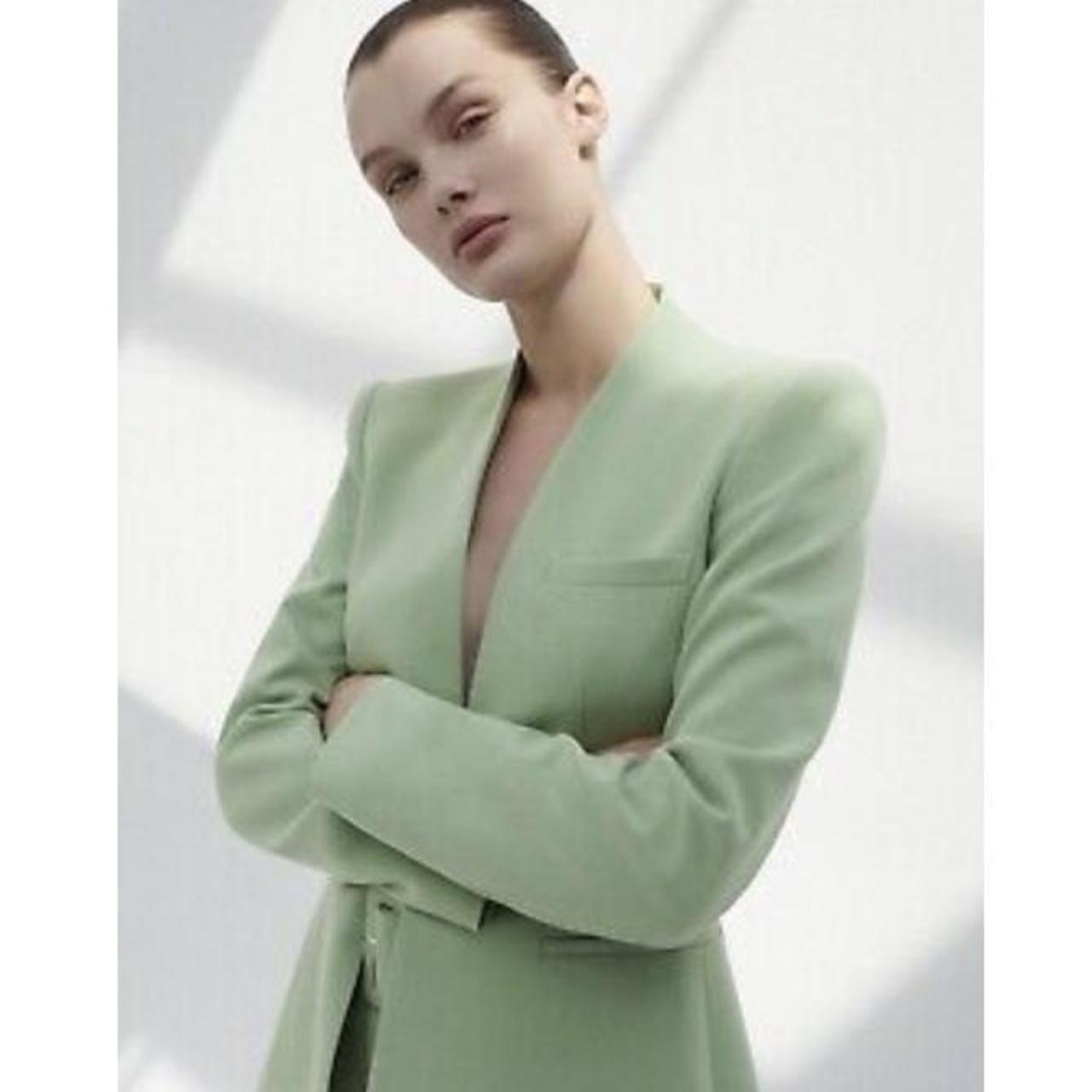 zara light green blazer