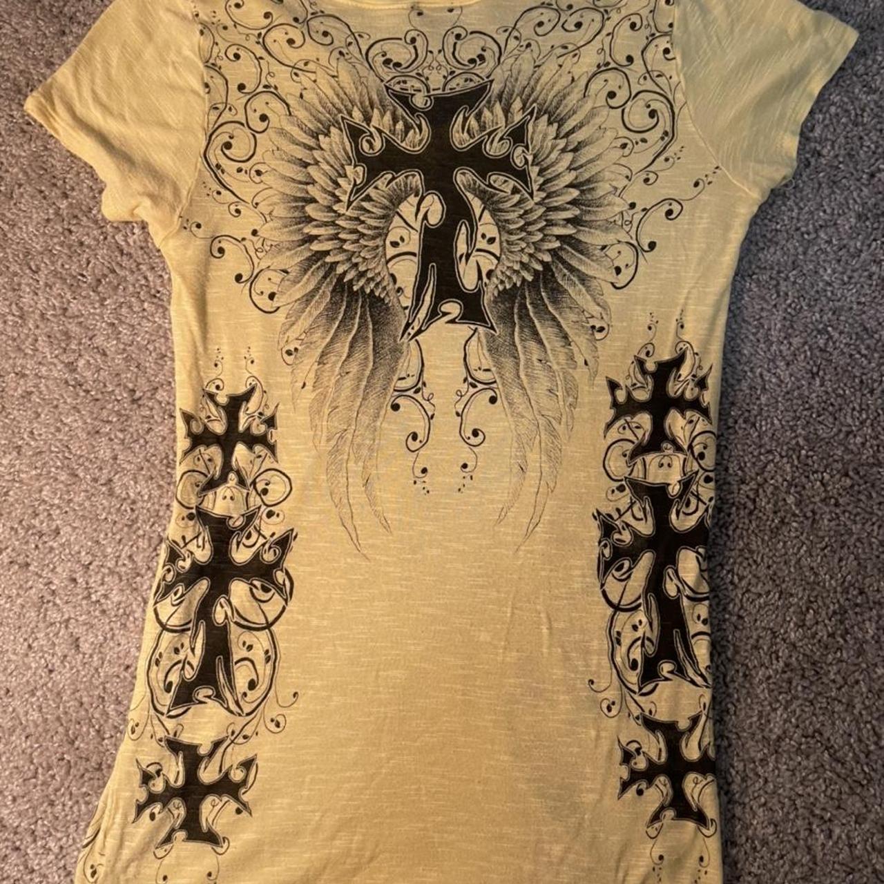 light-yellow-shirt-with-black-cross-designs-and-depop