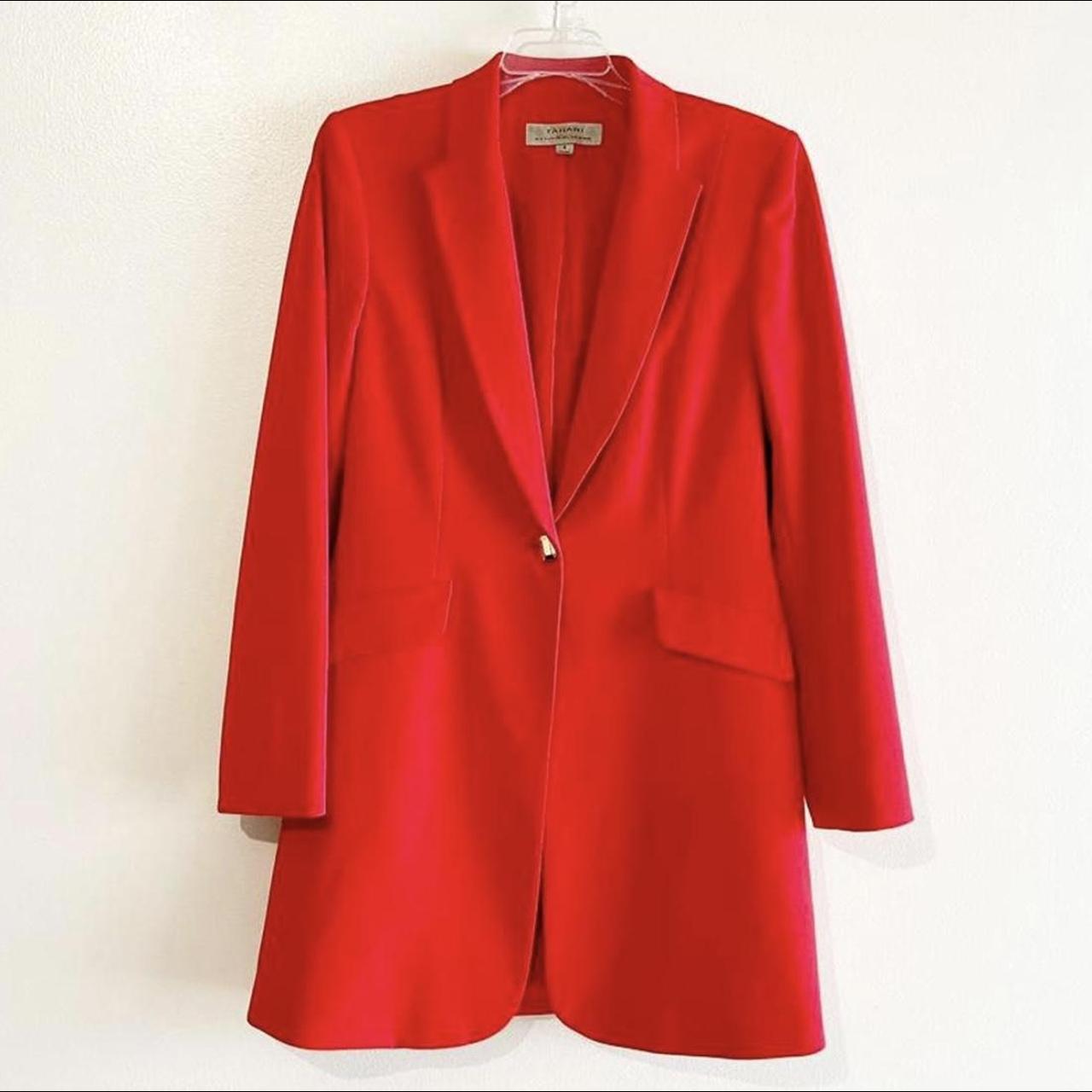 Tahari long line bright orange blazer coat. rich in Depop