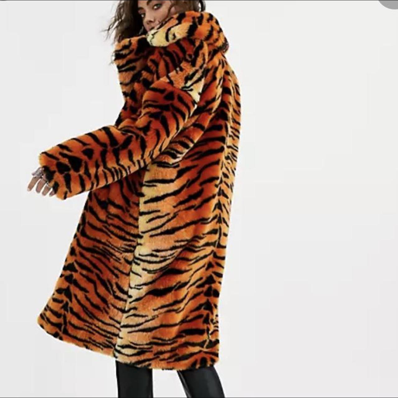 tiger faux fur coat