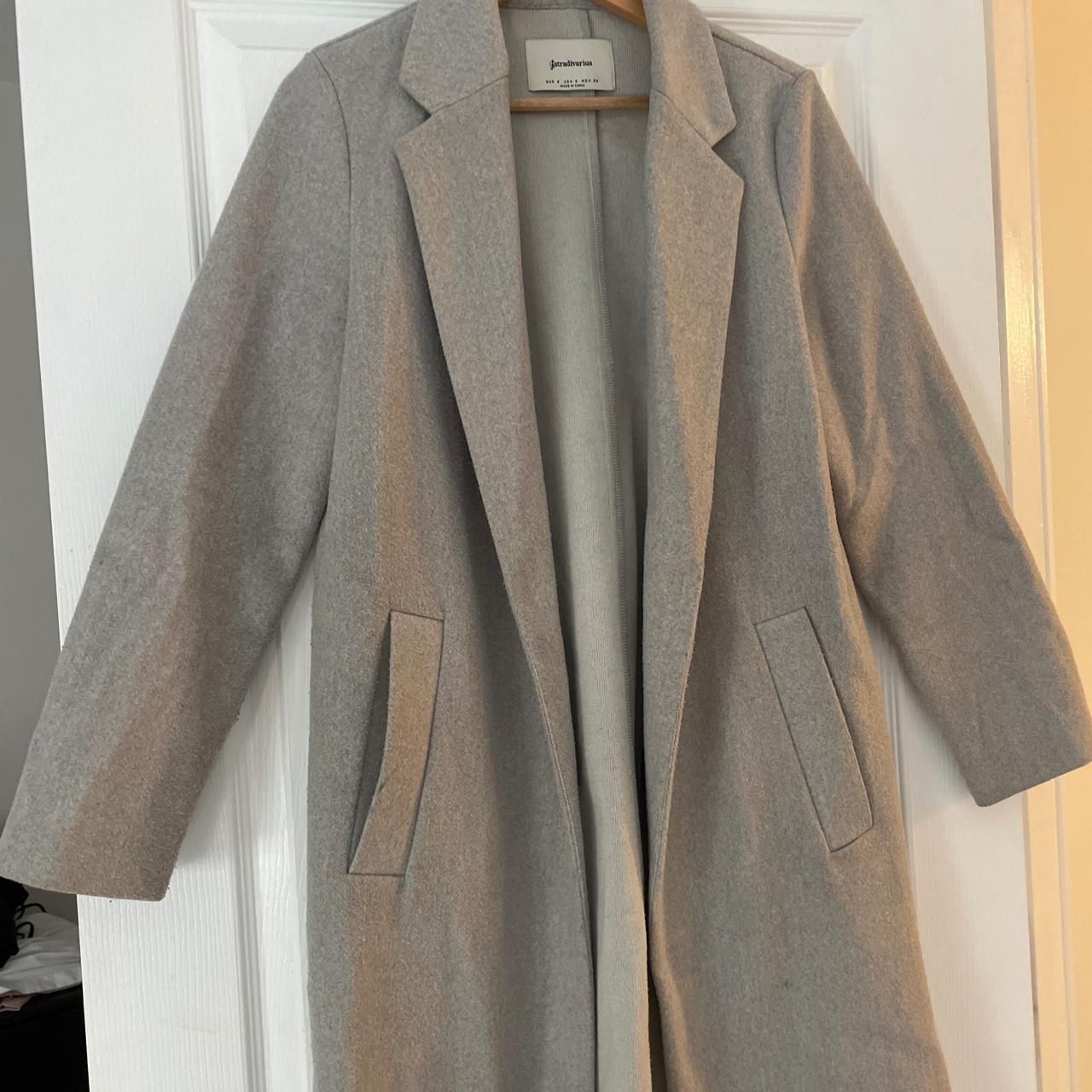 Stradivarius Women's Grey Coat | Depop