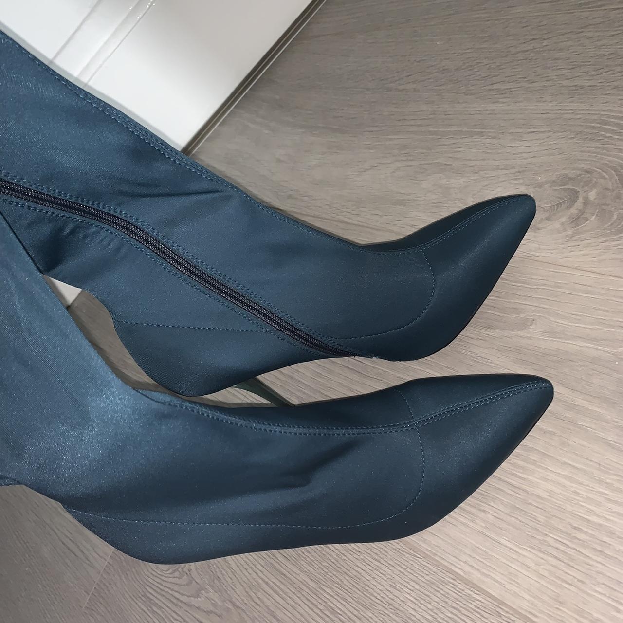 Missguided teal sock boots Size Again bought Depop
