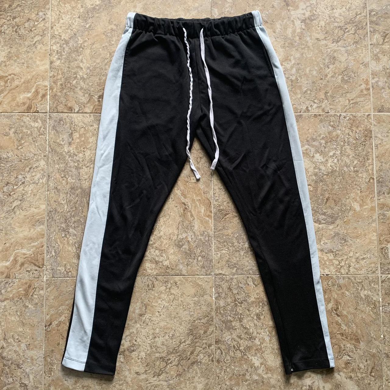 Fashion Nova Men's Black and White Joggers-tracksuits | Depop