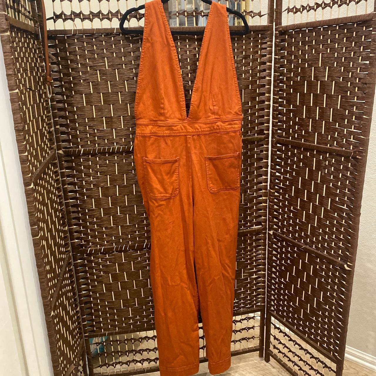 Burnt orange jumpsuit/overalls. Super cute but way... Depop
