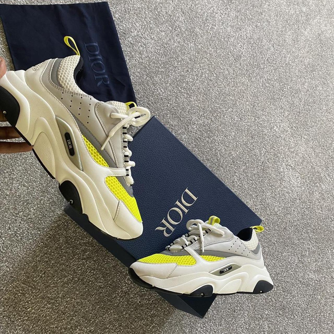 Dior B22 runners white & Lime size 8 hardly worn - Depop