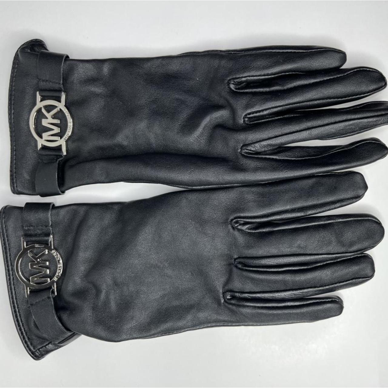 Michael Kors silver MK logo genuine leather gloves.... Depop