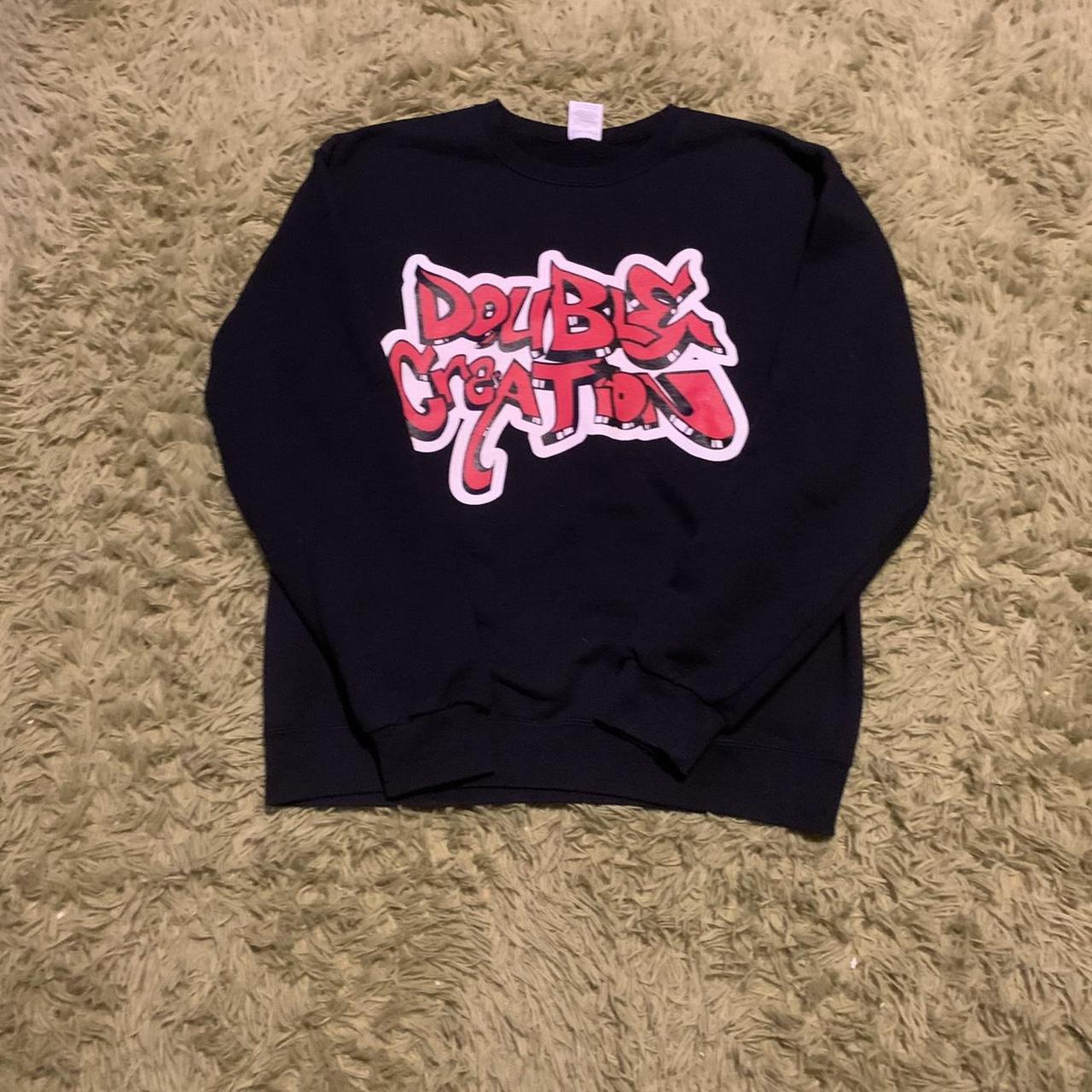 90s style graffiti crewneck Says “double creation”... - Depop