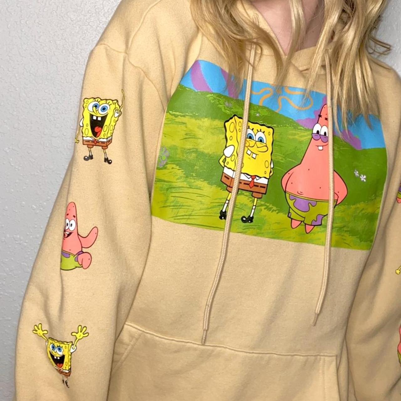 nickelodeon tan spongebob and patrick hoodie size:... - Depop