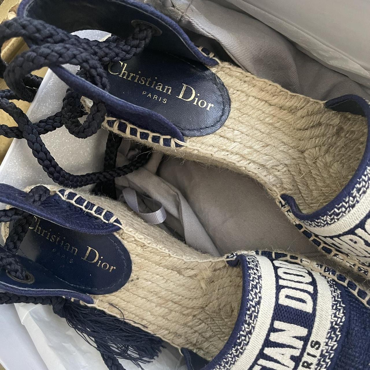 Christian Dior Canvas Wedge Espadrilles Indigo - Main Image