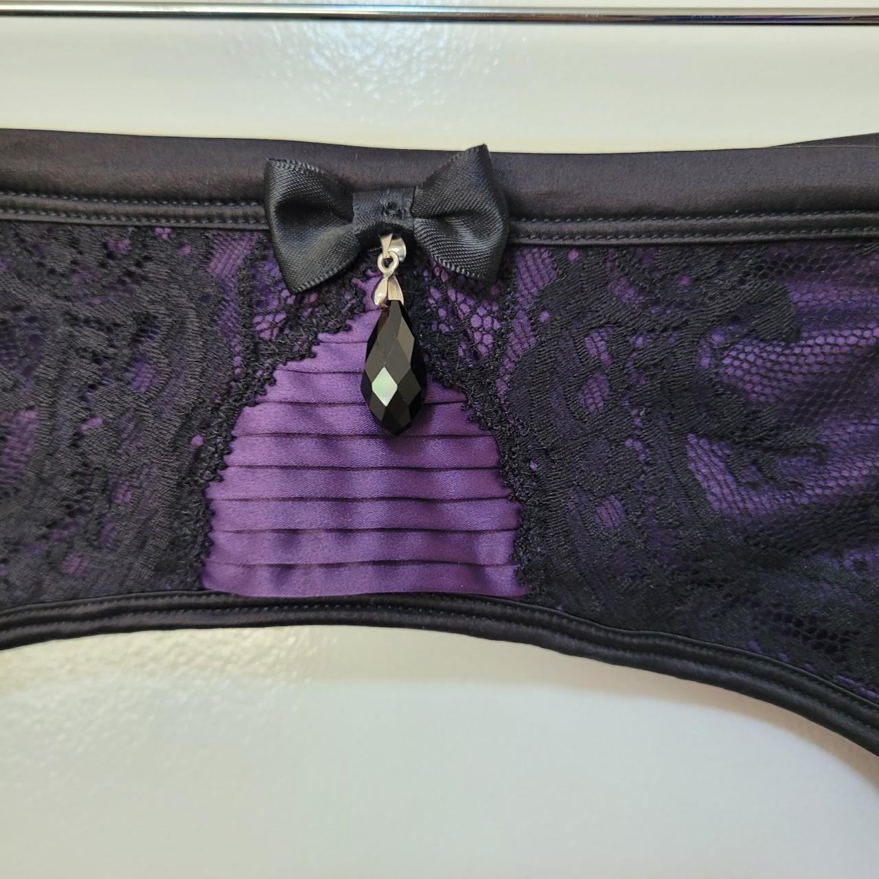 Honey Birdette Women's Black and Purple Underwear Depop