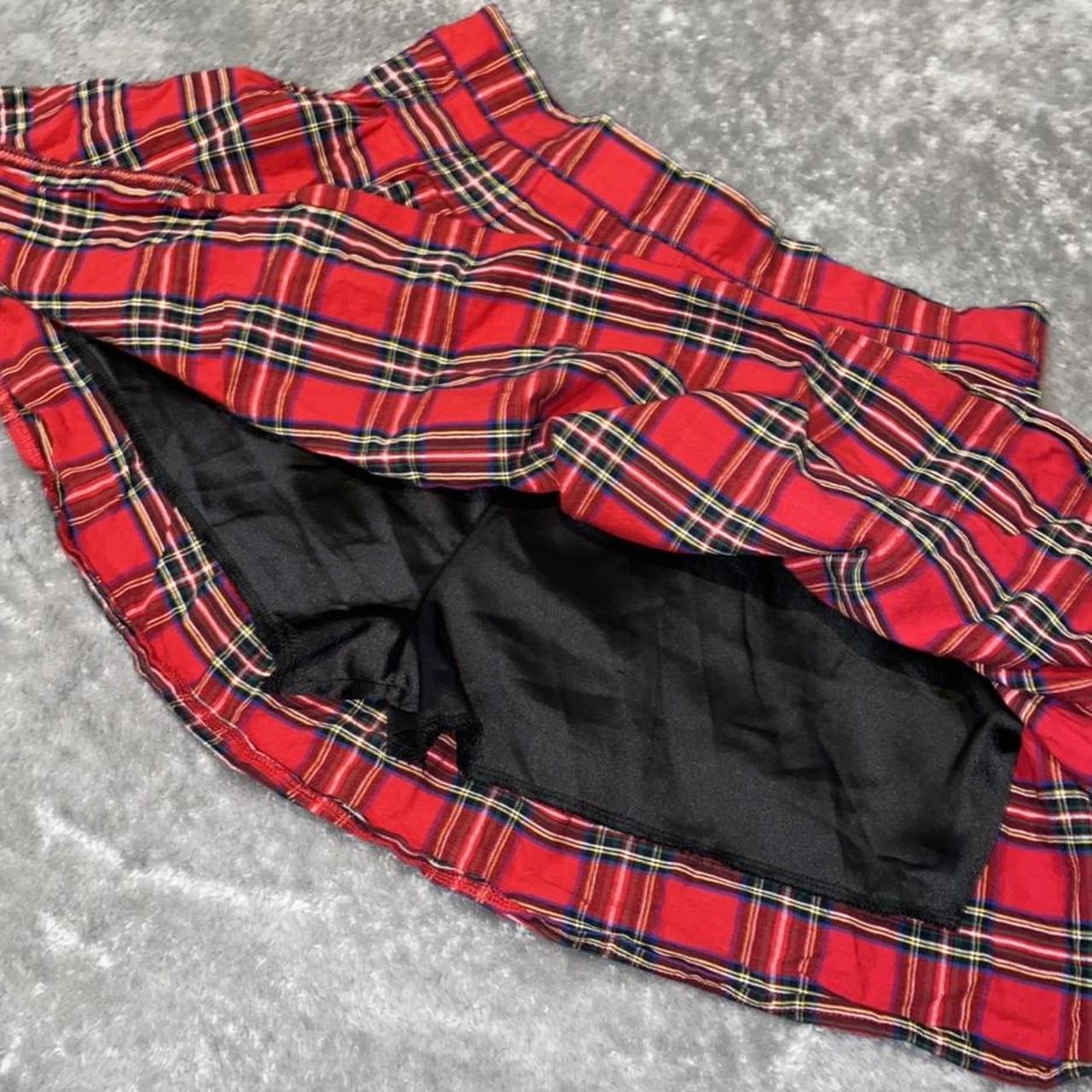Plaid school girl mini skirt with attached shorts - Depop