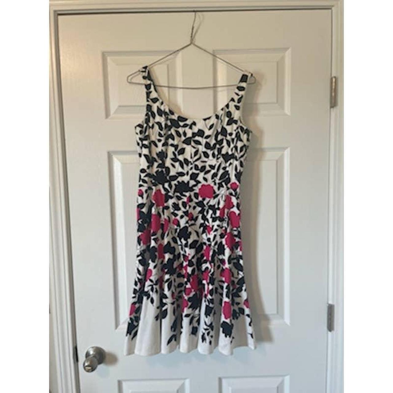 Size 2 Nine West black and white dress with pink... - Depop