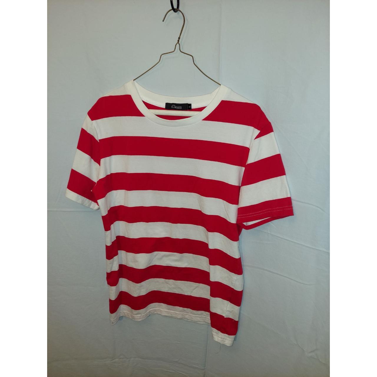iClosam Red and White Strip Top Size S Chest... - Depop