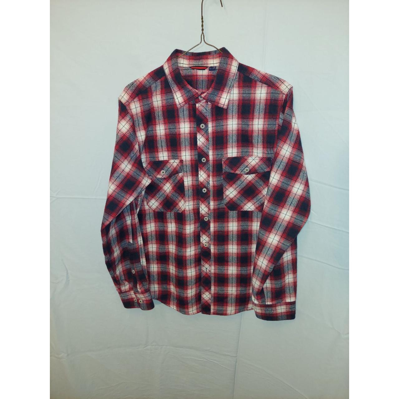 Men's Black and Red Flannel Long Sleeve Shirt Size S... - Depop