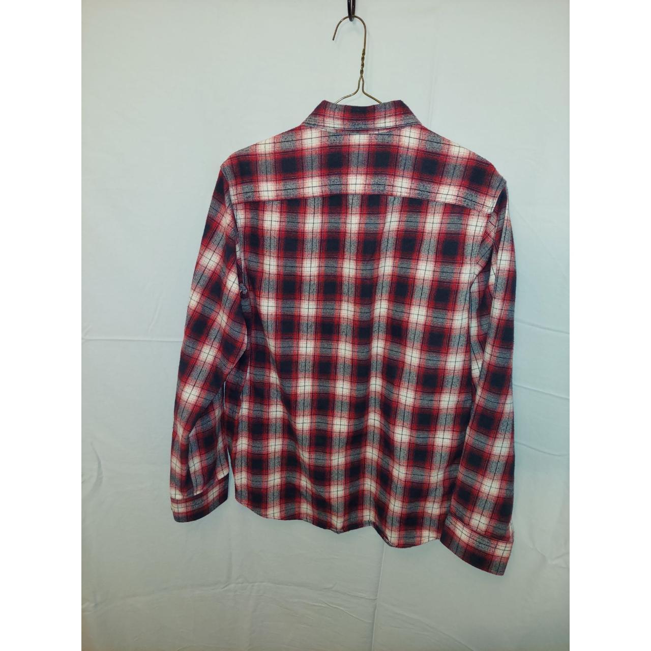Men's Black and Red Flannel Long Sleeve Shirt Size S... - Depop