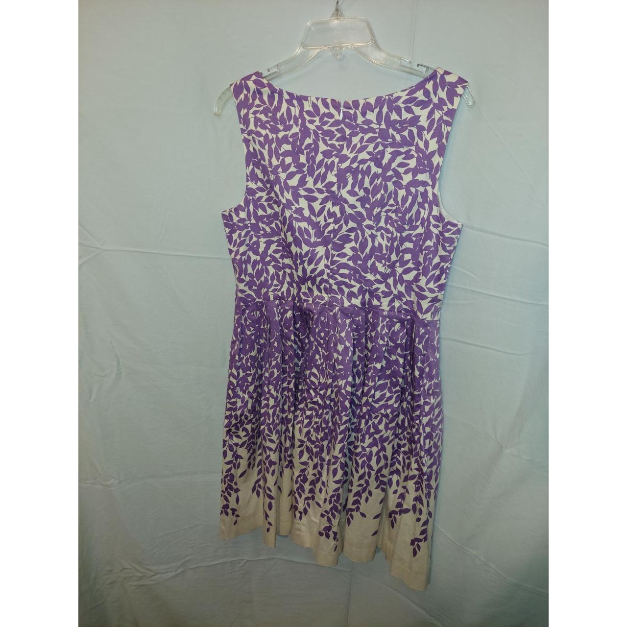 Talbots Purple and White A-Line flare Mini-Dress... - Depop