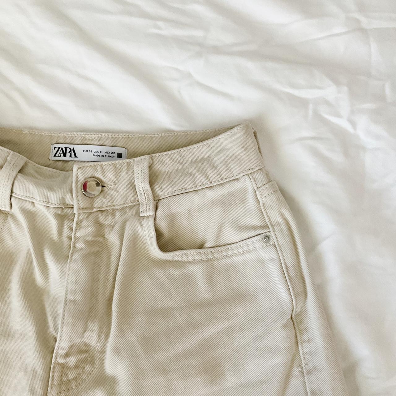 Zara cream jeans ! Condition: washed a couple... - Depop