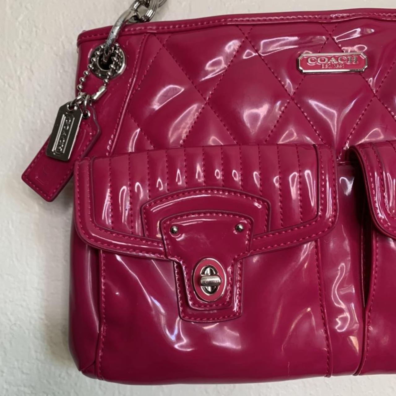 Coach Cherry Red Patent Leather Poppy Shoulder | Depop