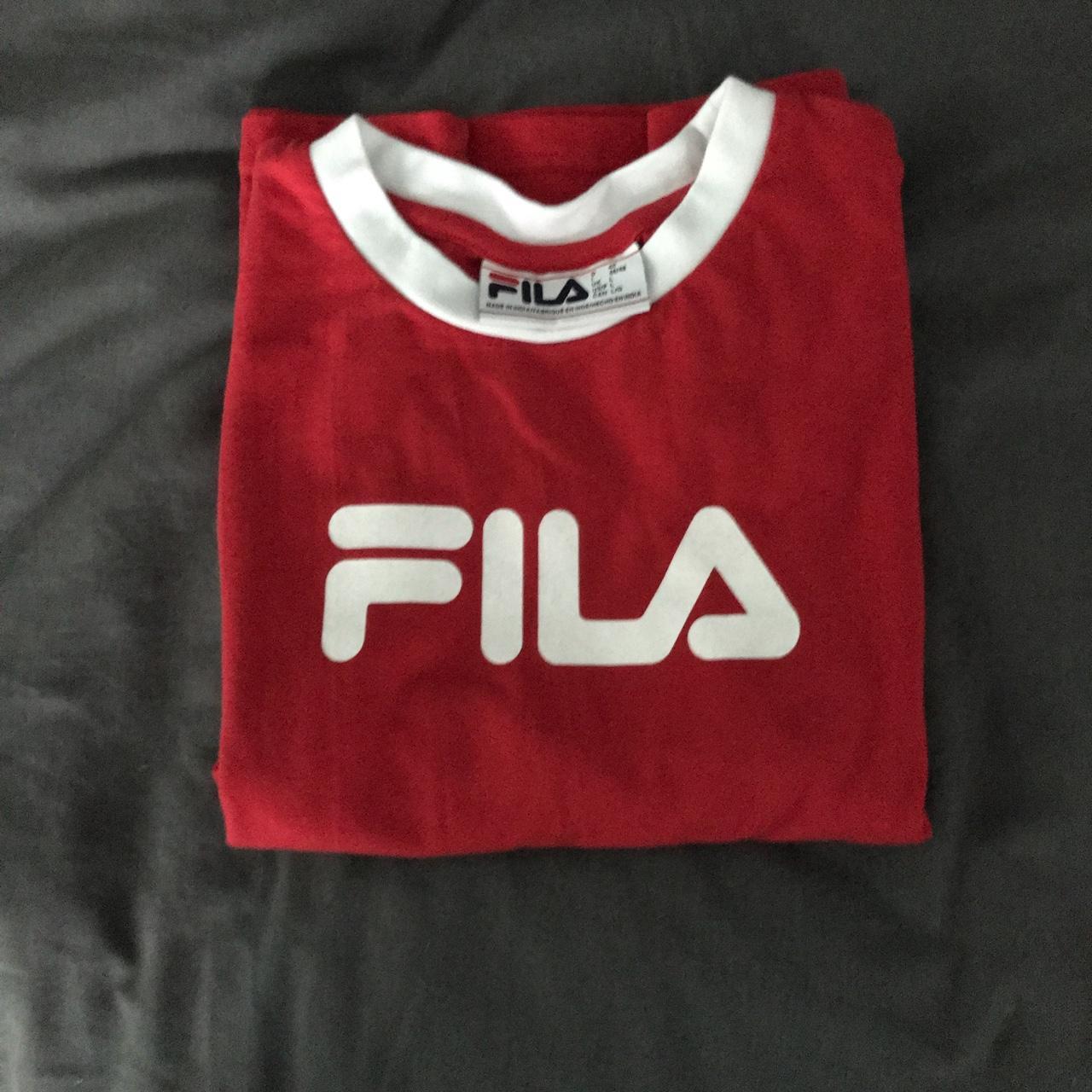 Soft red FILA shirt. Its comfortable and looks... - Depop