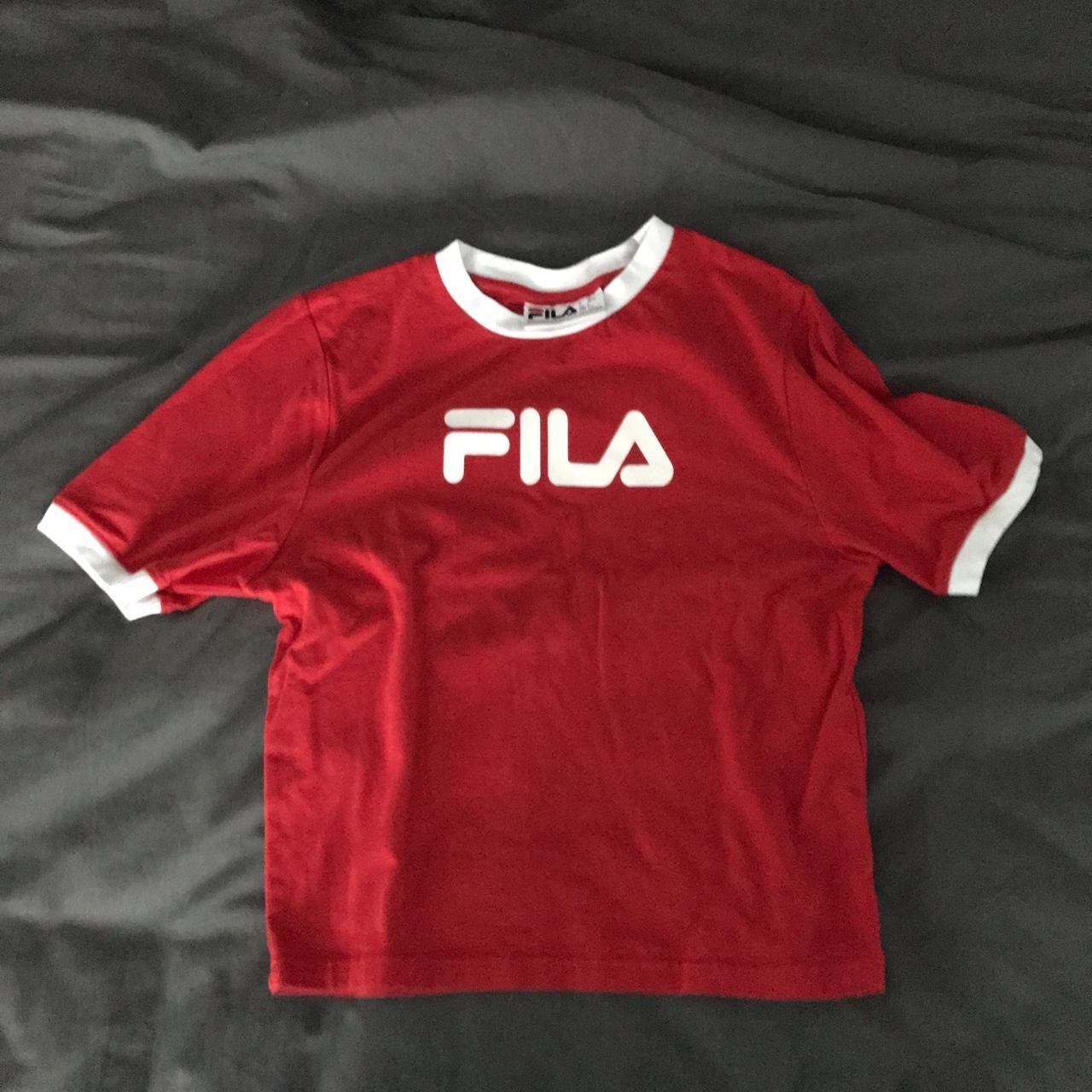 Soft red FILA shirt. Its comfortable and looks... - Depop